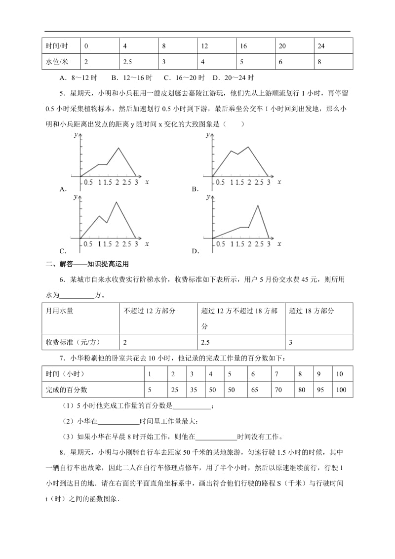 人教版八年级下册19.1.2函数的图象课时练习(2)含答案解析.doc_第2页