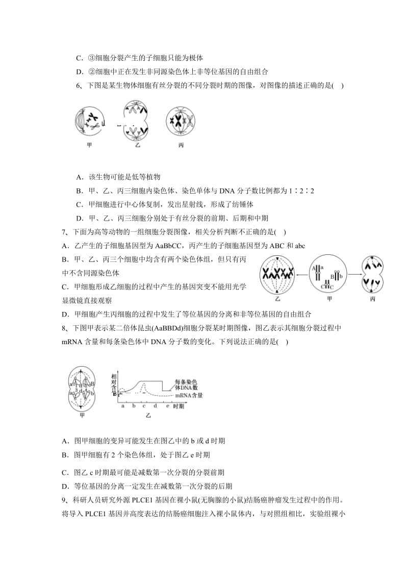 2019-2020年高三上学期（10月）检测生物试题含答案.doc_第2页