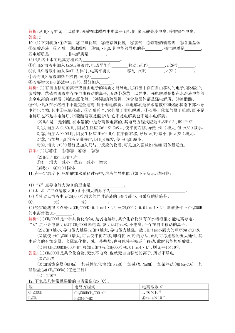 2019-2020年高中化学 3.1弱电解质的电离同步练习（含解析）新人教版选修4.doc_第3页