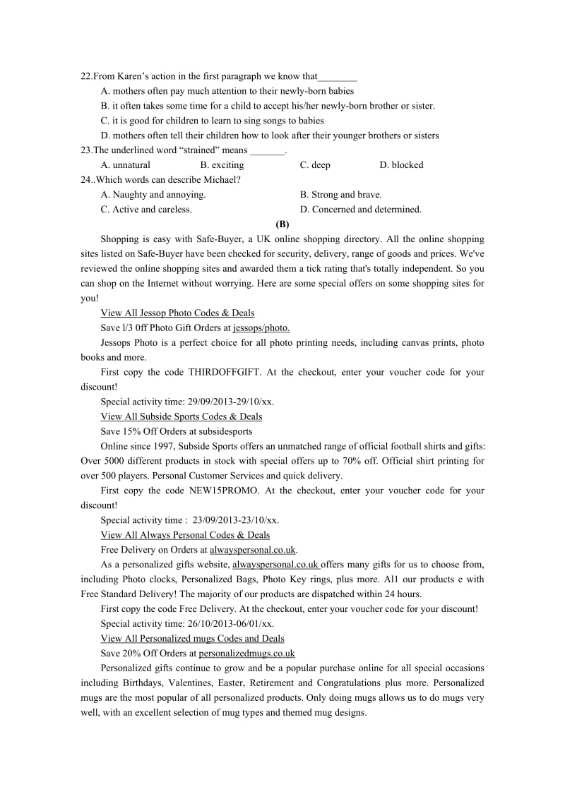 2019-2020年高三上学期第三次大考英语试题 含答案.doc_第3页