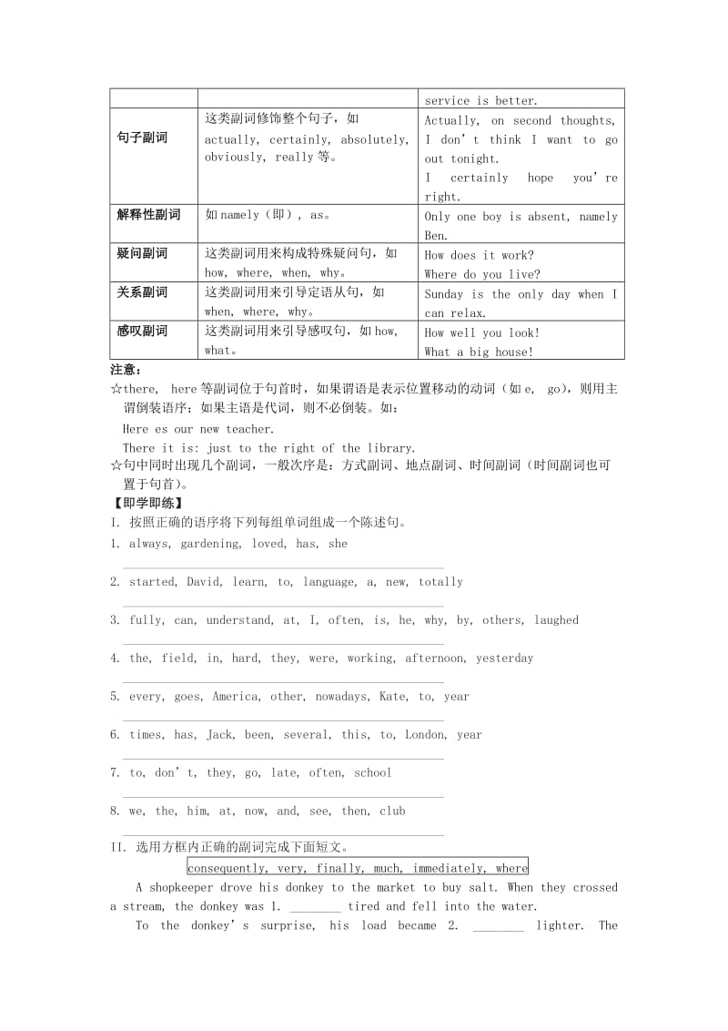 2019-2020年高中英语 Book2 Module6 Grammar-副词用法小结讲练 外研版必修2.doc_第2页