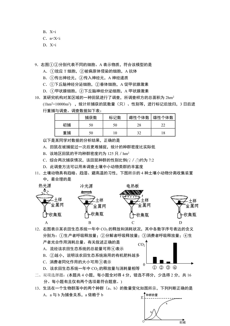 2019-2020年高二上学期期末考试生物试题（A卷）.doc_第2页