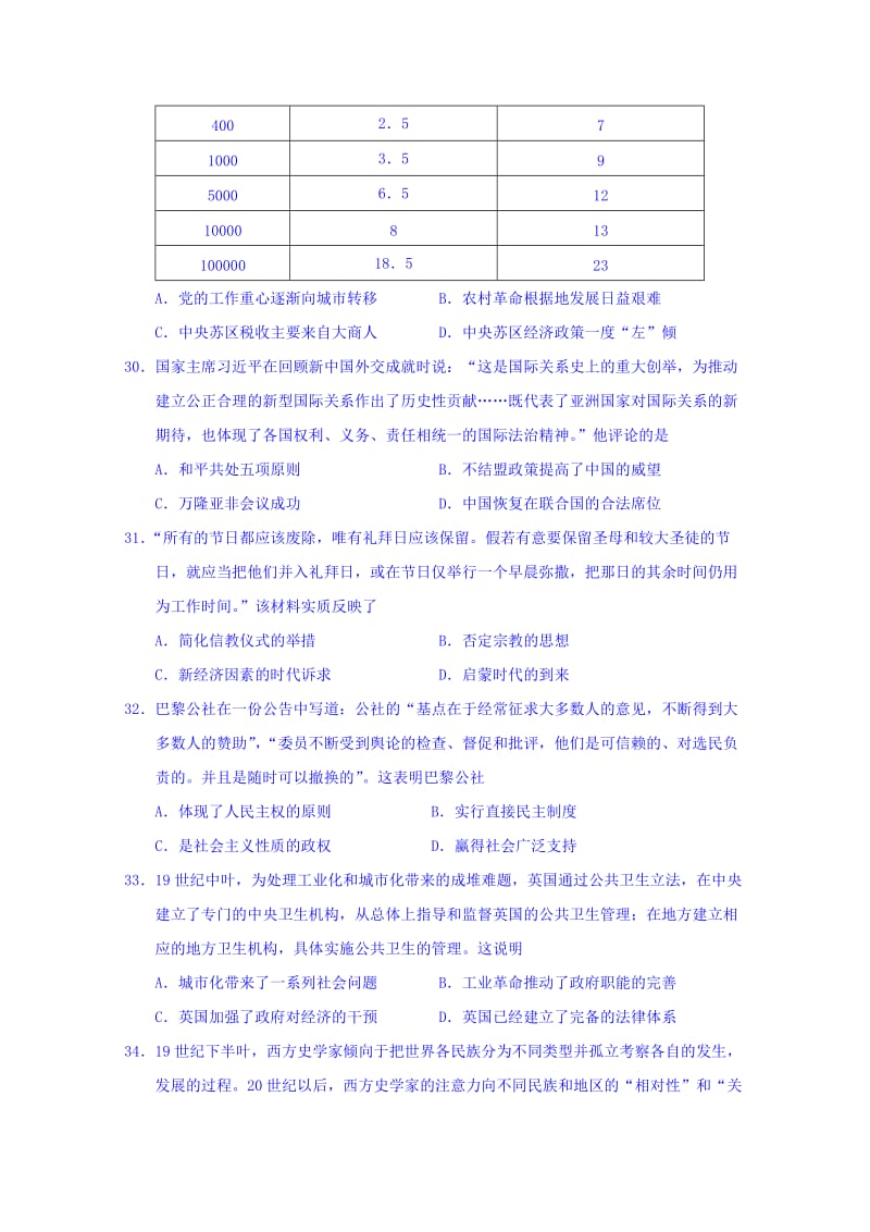 2019-2020年高三考前得分训练（四）文科综合历史试题 含答案.doc_第2页