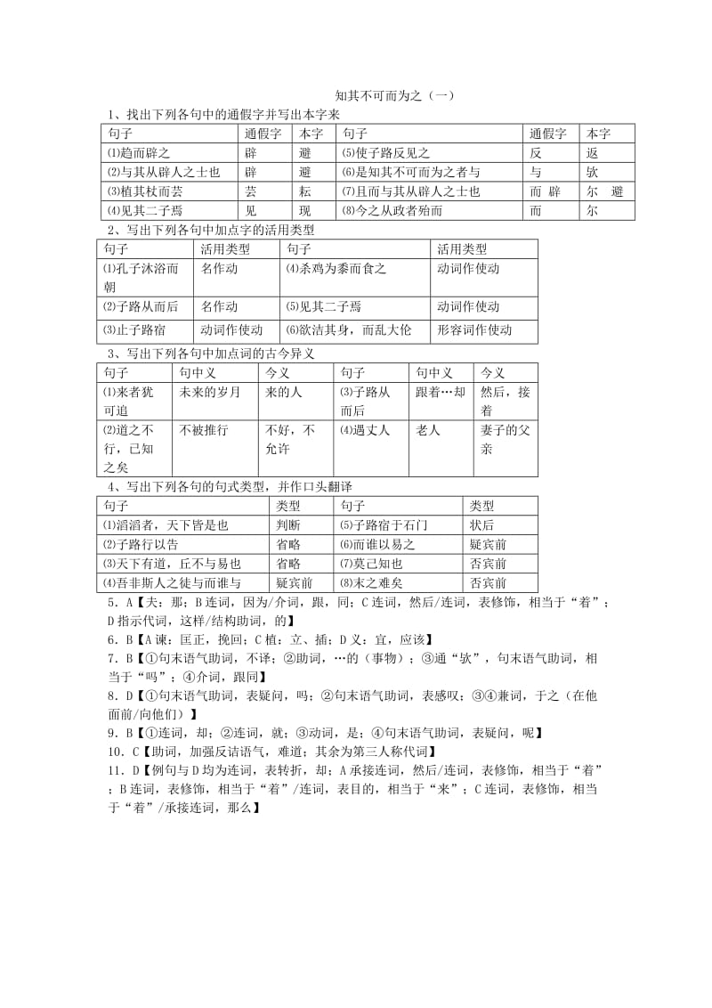 2019-2020年高中语文《知其不可而为之》课时1课堂作业 苏教版选修《＜论语＞选读》.doc_第3页