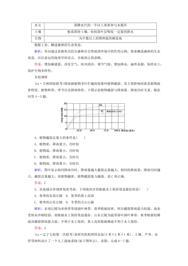 2019-2020年高考地理一轮复习 28.2森林、湿地的开发与保护课时作业.doc_第2页