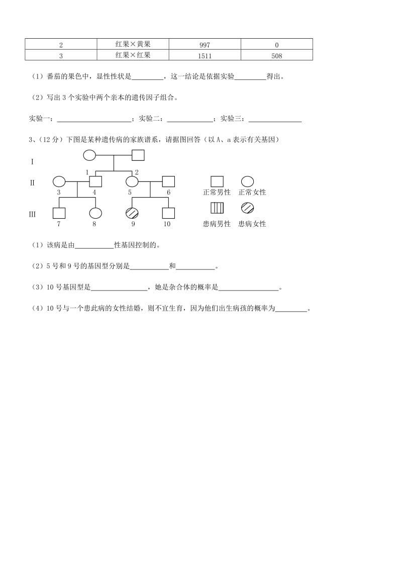 2019-2020年高一生物下学期第1周周末练习.doc_第2页