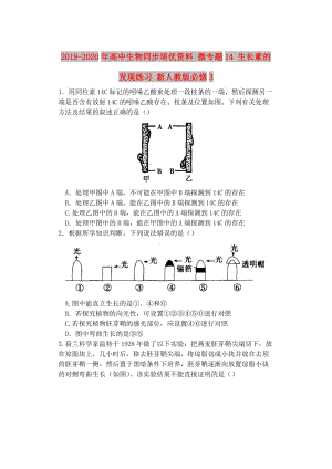 2019-2020年高中生物同步培優(yōu)資料 微專題14 生長素的發(fā)現(xiàn)練習(xí) 新人教版必修3.doc