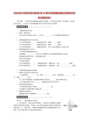 2019-2020年高中生物 第四章 第13課時 物質(zhì)跨膜運輸?shù)膶嵗n時作業(yè) 新人教版必修1.doc