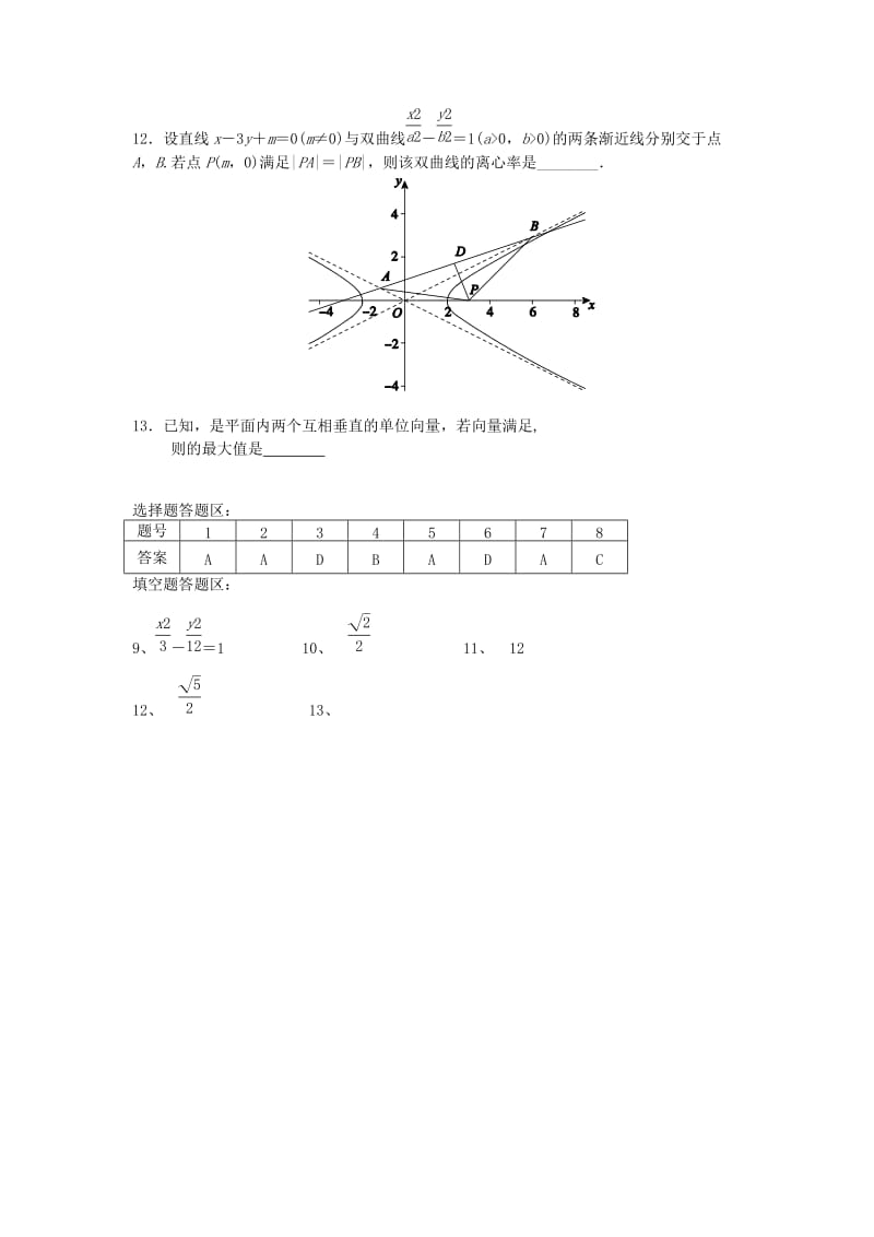 2019-2020年高二数学上学期周考试题 理（9.20特色班）.doc_第2页