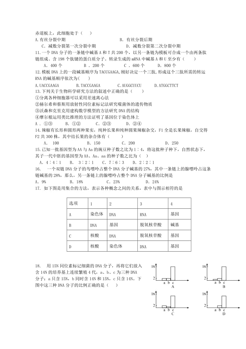 2019-2020年高三生物第三次月考试题（答案不全）.doc_第2页