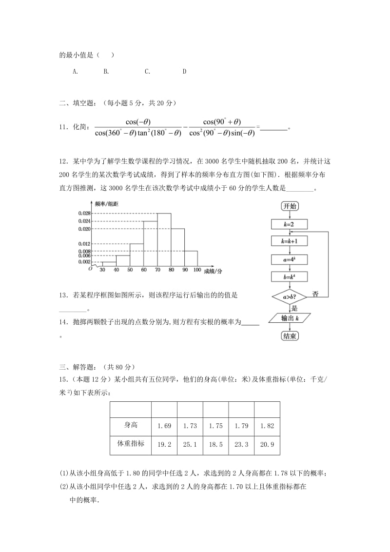 2019-2020年高一数学第二学期期中试卷.doc_第2页