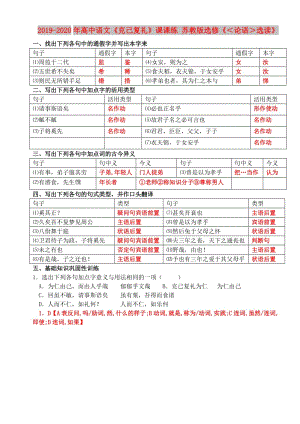 2019-2020年高中語文《克己復(fù)禮》課課練 蘇教版選修《＜論語＞選讀》.doc