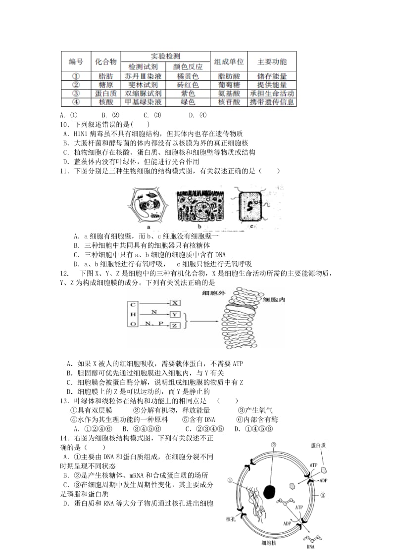 2019-2020年高二下学期期中（4月）考试生物（理）试题含答案.doc_第2页