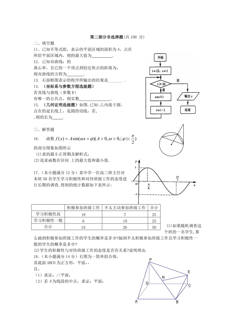 2019-2020年高三第二学期月考试题（数学文）.doc_第2页