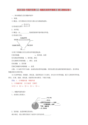 2019-2020年高中生物 1.1細胞生活的環(huán)境練習 新人教版必修3.doc