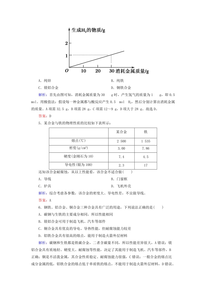 2019-2020年高中化学 3.3用途广泛的金属材料课时作业 新人教版必修1.doc_第2页