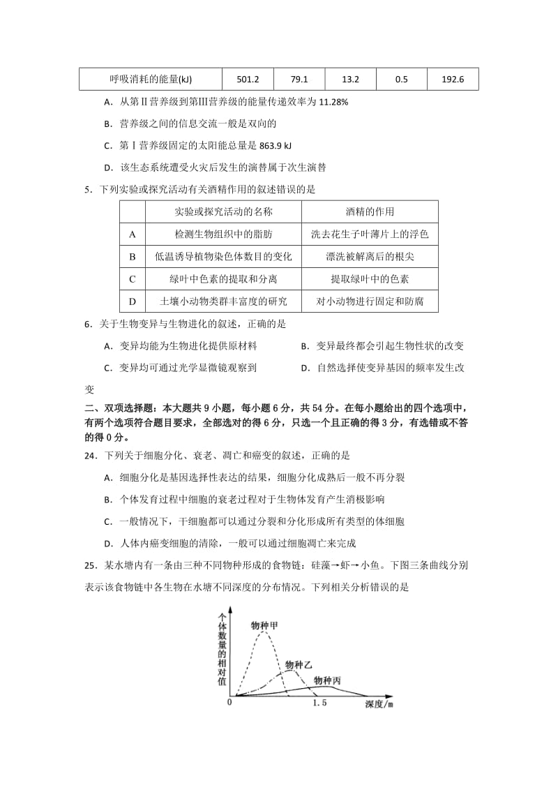 2019-2020年高三临门一脚生物试题 含答案.doc_第2页