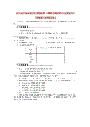 2019-2020年高中生物 第四章 第22課時 細胞呼吸（二）課時作業(yè)（含解析）蘇教版必修1.doc