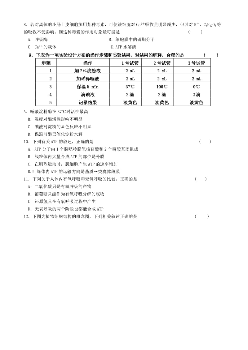 2019-2020年高一生物上学期期末考试试题苏教版.doc_第2页