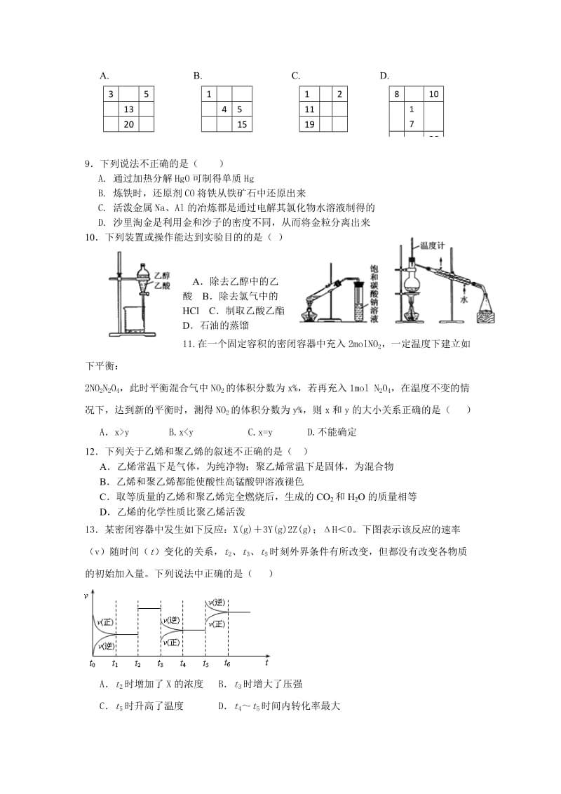 2019-2020年高一暑假作业（九）化学 含答案.doc_第2页