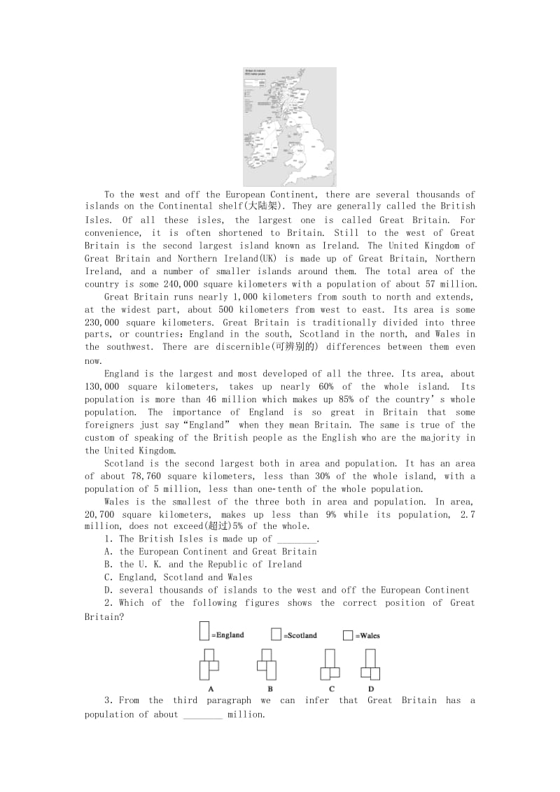 2019-2020年高中英语 Unit2 The United Kingdom Period One课时作业 新人教版必修5.doc_第3页