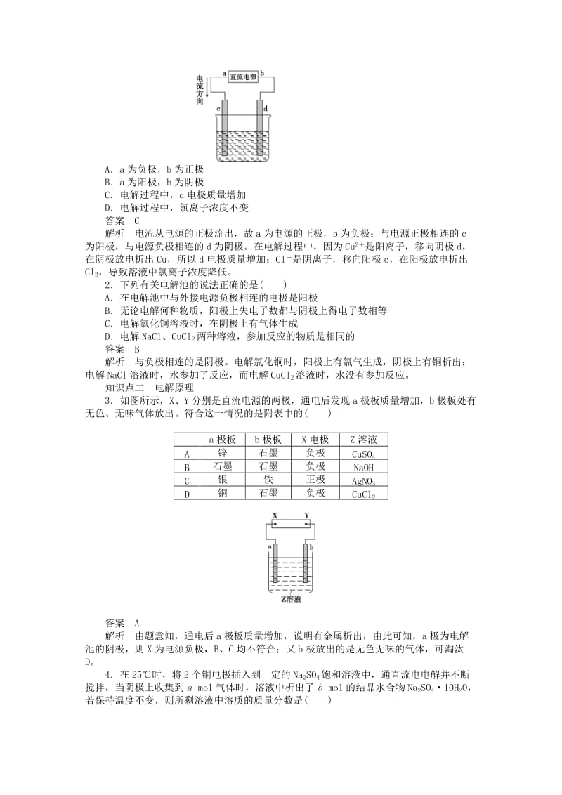 2019-2020年高中化学 第四章 第三节 第1课时 电解原理课后作业（含解析）新人教版选修4.doc_第2页