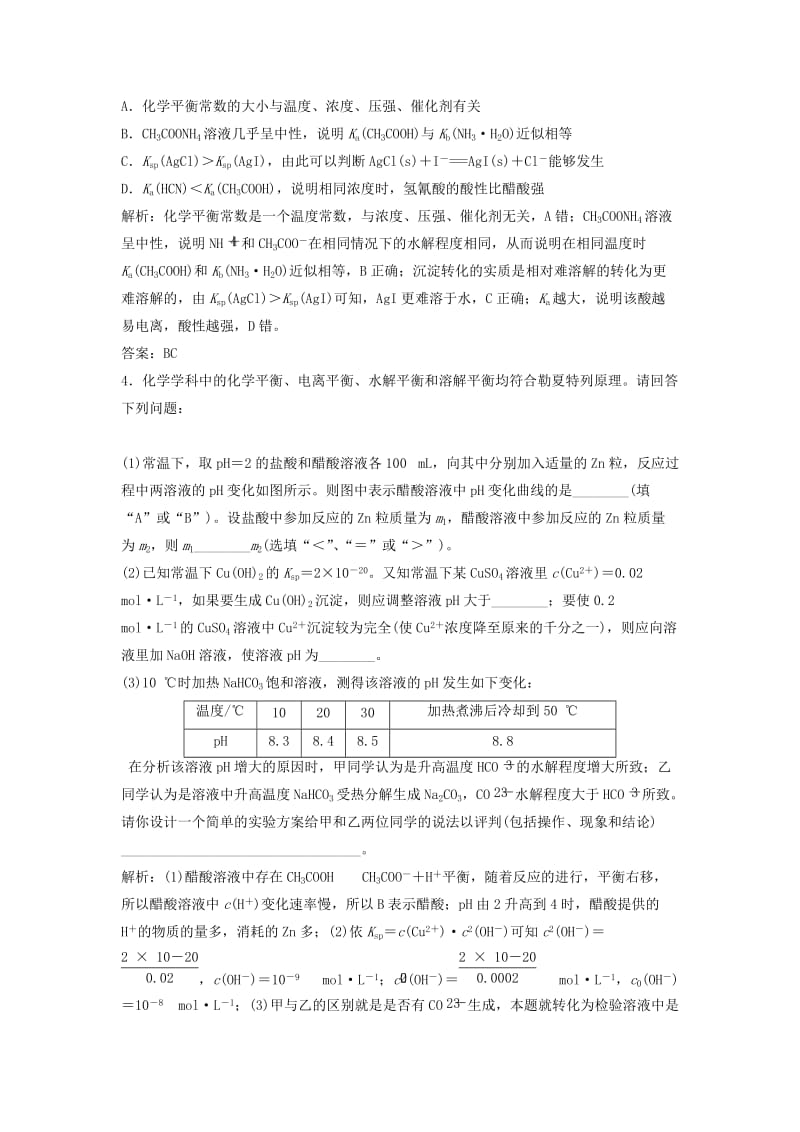 2019-2020年高考化学大一轮复习 第八章 专题集锦训练 鲁科版.doc_第2页