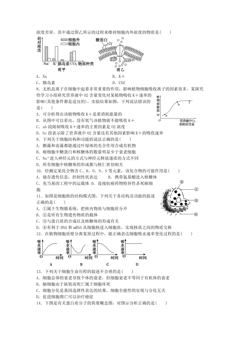 2019-2020年高二生物学业水平模拟测试试题（2）.doc_第2页