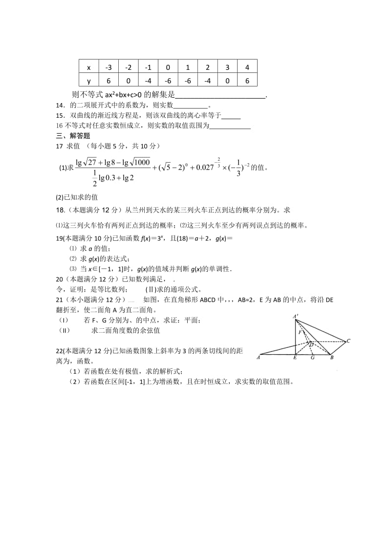 2019-2020年高三上学期第一次阶段性测试 数学文 (2).doc_第2页