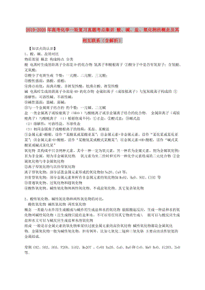 2019-2020年高考化學一輪復習真題考點集訓 酸、堿、鹽、氧化物的概念及其相互聯(lián)系（含解析）.doc