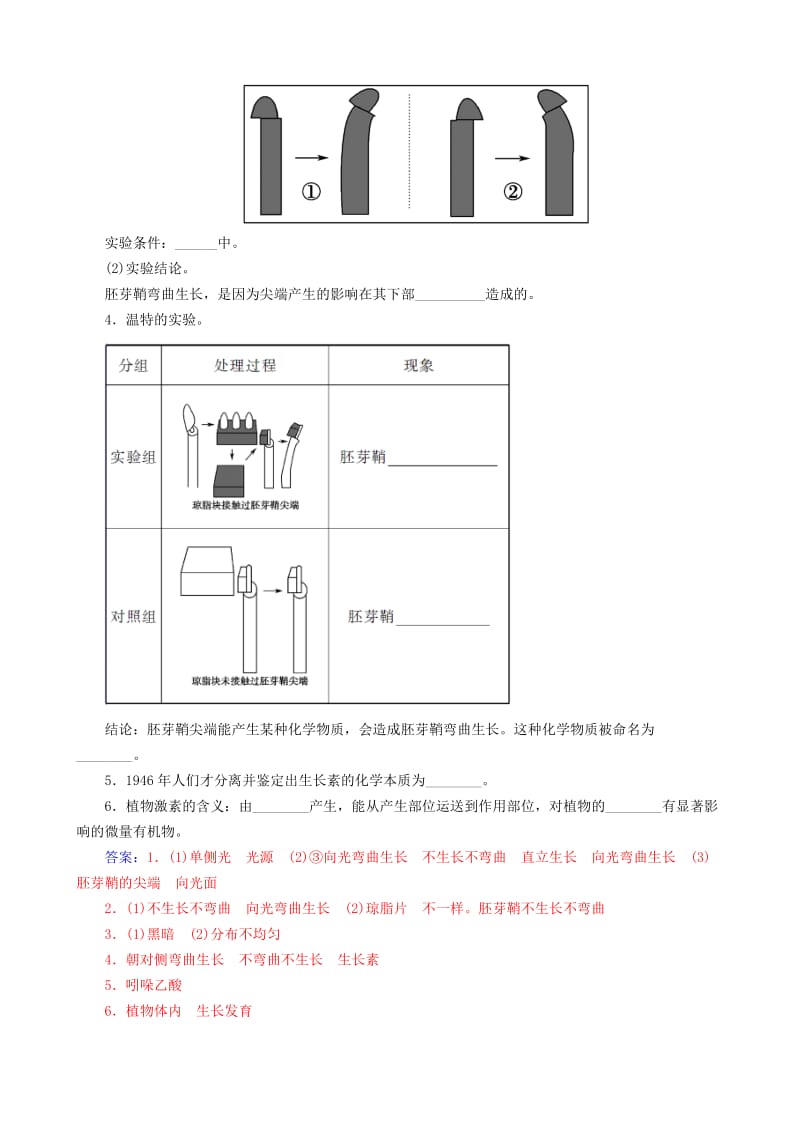 2019-2020年高中生物 3.1植物生长素的发现练习 新人教版必修3.doc_第2页