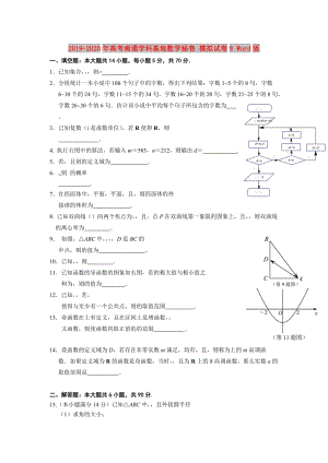 2019-2020年高考南通學(xué)科基地?cái)?shù)學(xué)秘卷 模擬試卷8 Word版.doc