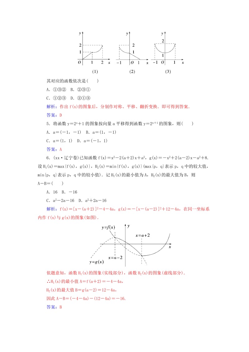 2019-2020年高考数学一轮复习 2.9函数的图象及其变换练习 理.doc_第2页