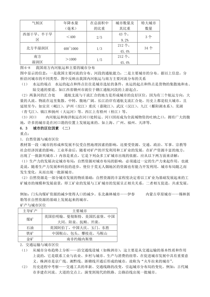 2019-2020年高考地理知识点总结 第六单元 人类的居住地与地理环境3.doc_第3页