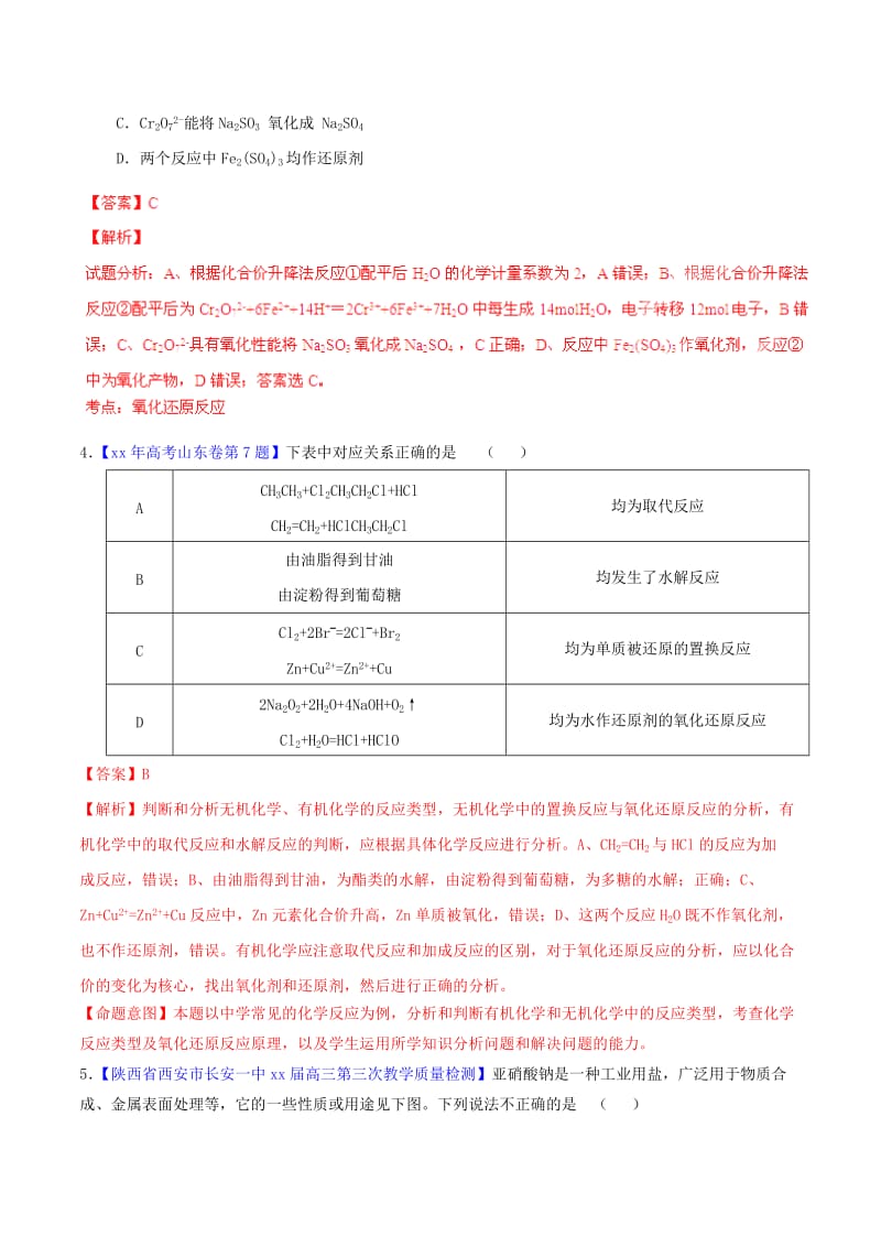 2019-2020年高考化学一轮复习 专题2.3 氧化还原反应的基本概念（测）（含解析）.doc_第2页