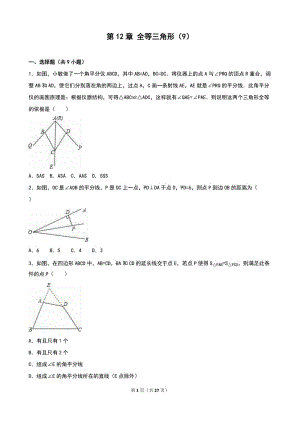 人教版八年級(jí)上《第12章全等三角形》單元測(cè)試(9)含答案.doc