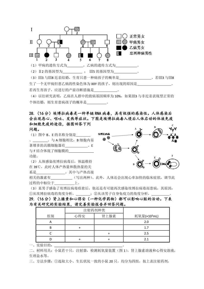 2019-2020年高三综合测试（三）理综生物试题 含答案.doc_第3页