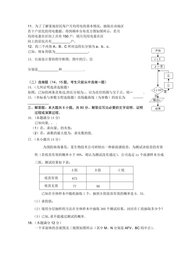 2019-2020年高三第三次高考模拟考试（数学文）.doc_第2页