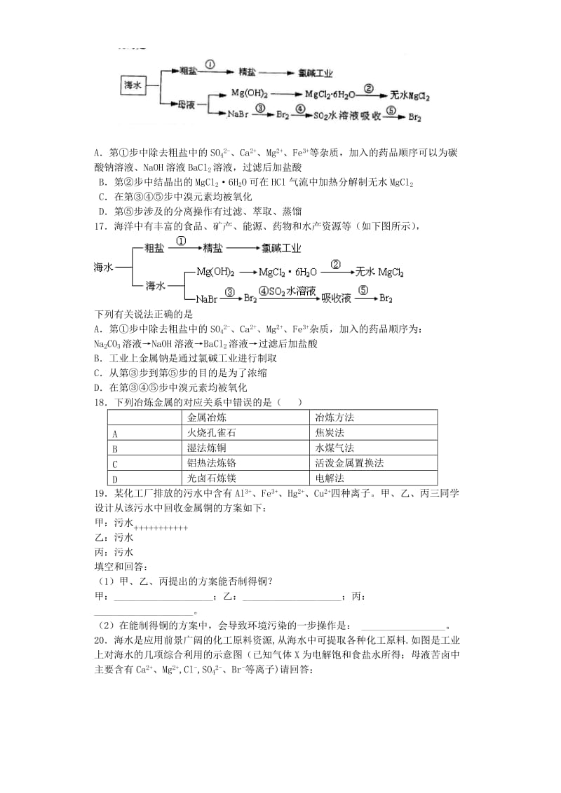 2019-2020年高考化学复习 化学与资源开发利用提升训练（含解析）新人教版选修2.doc_第3页