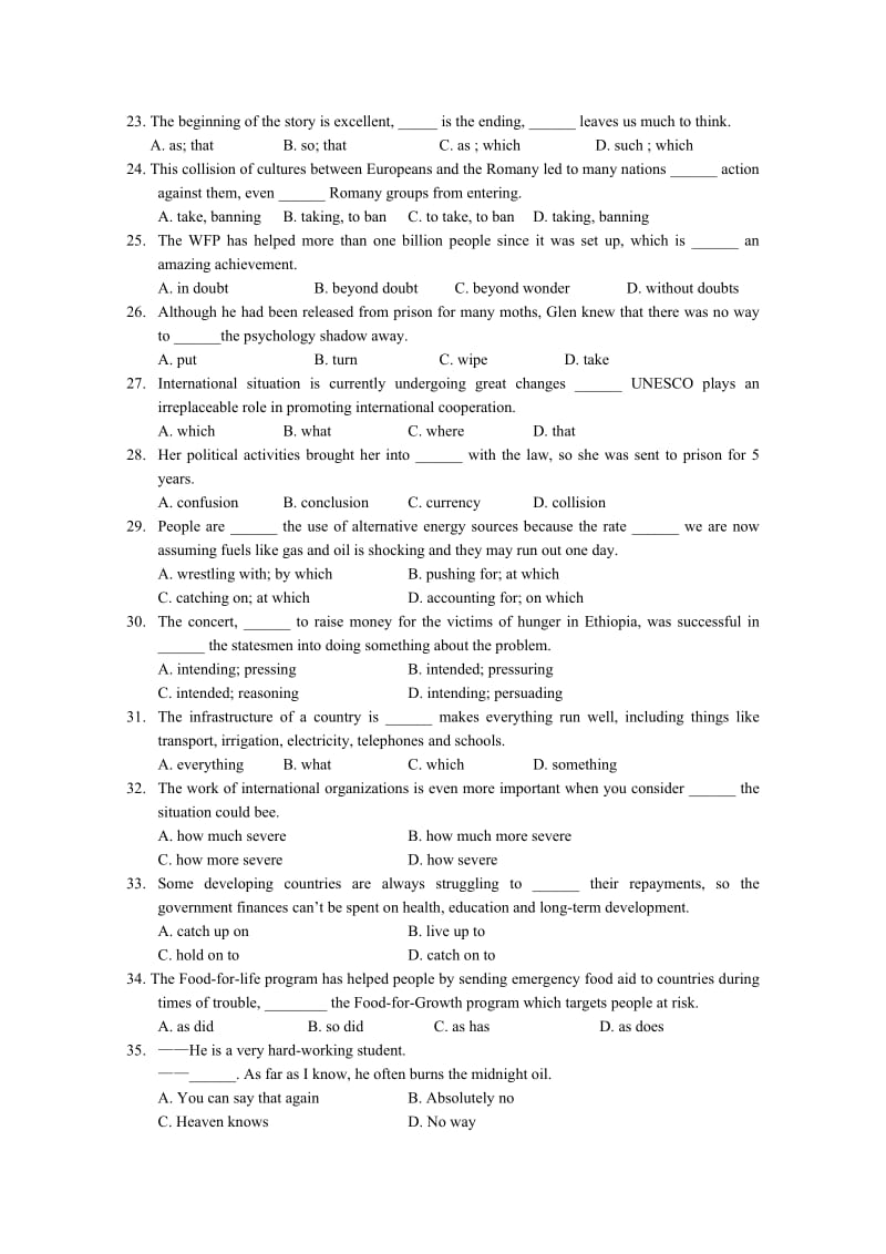 2019-2020年高三夏令营检测英语试题 Word版含答案.doc_第3页