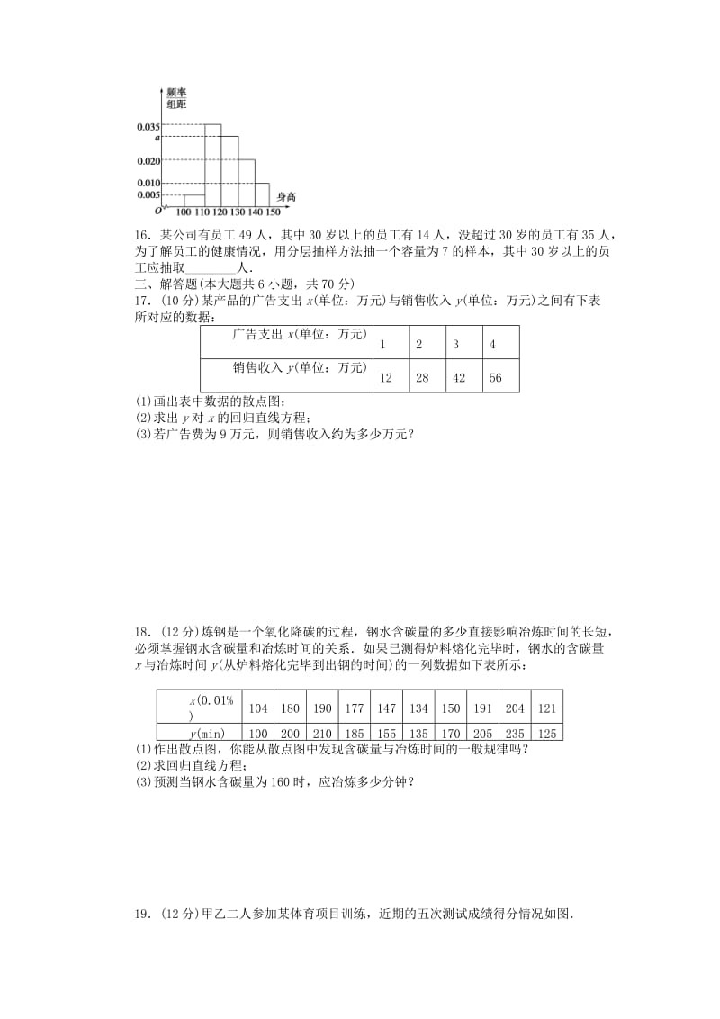 2019-2020年高中数学 第二章 统计单元检测（B卷）新人教A版必修3.doc_第3页