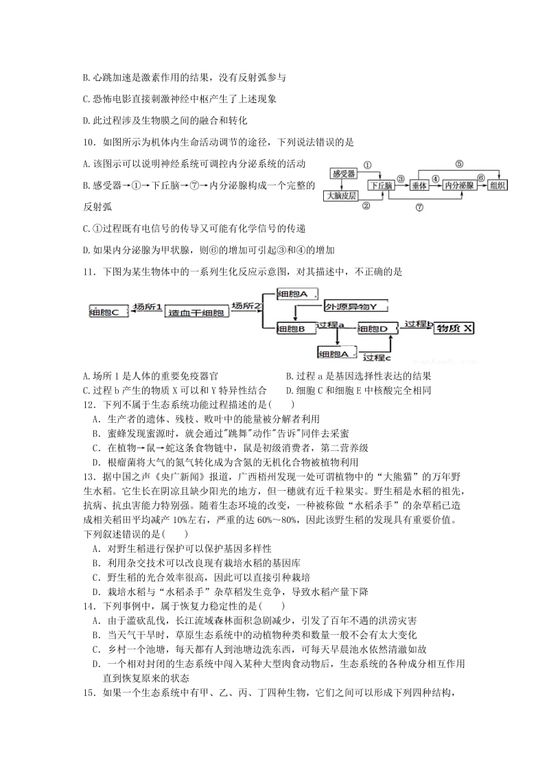 2019-2020年高二下学期第一次段考生物试题（1-4班） 含答案.doc_第3页