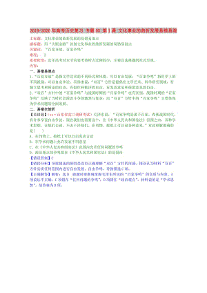 2019-2020年高考?xì)v史復(fù)習(xí) 專題05 第1課 文化事業(yè)的曲折發(fā)展易錯易混.doc