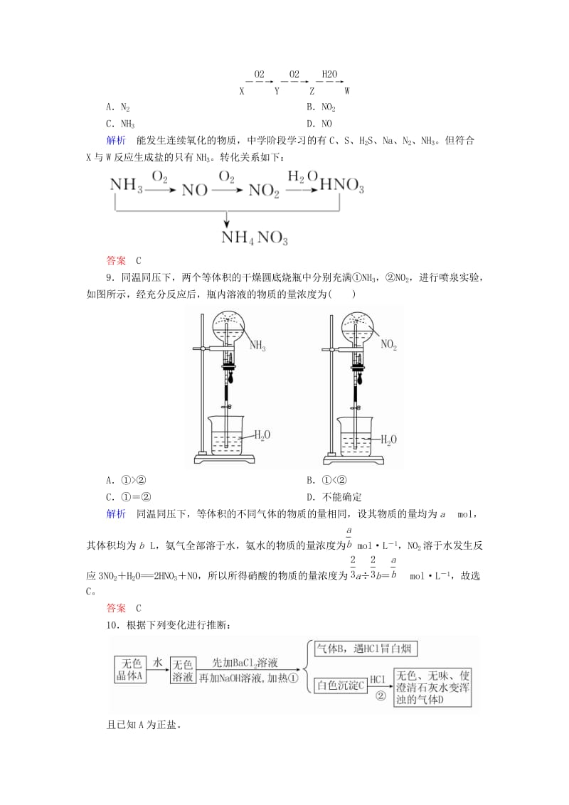 2019-2020年高中化学 4.4.1氨、铵盐优化训练 新人教版必修1.doc_第2页