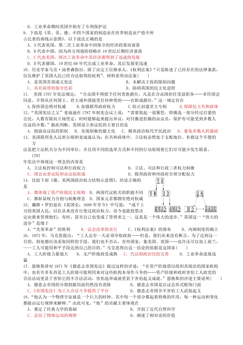 2019-2020年高考历史二轮复习 近代史错题专项练2.doc_第2页