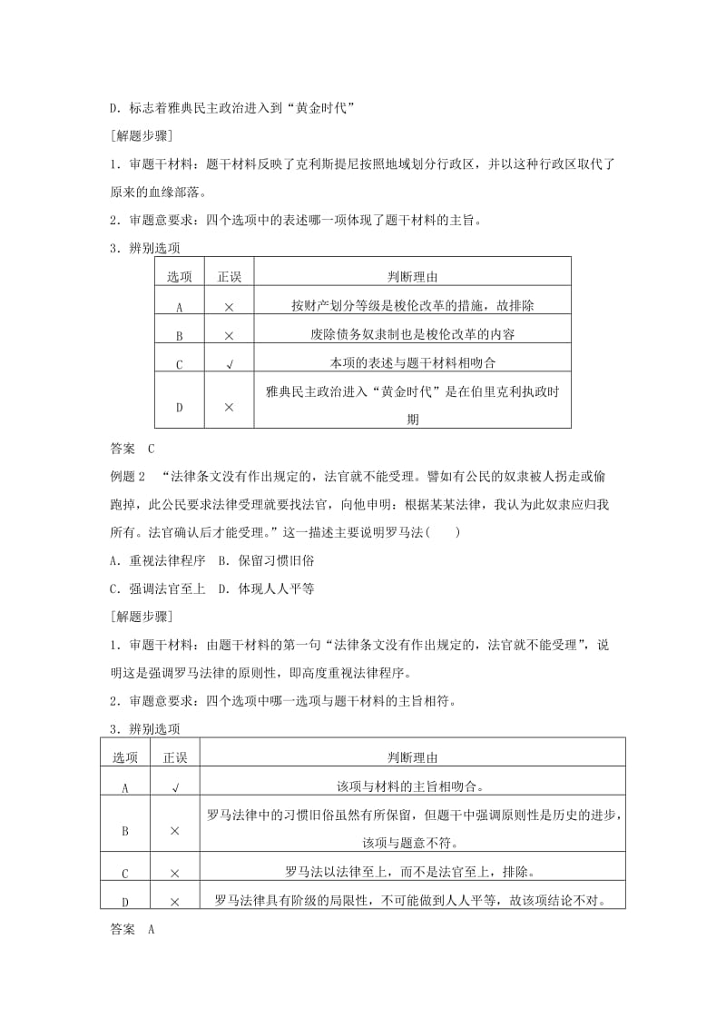 2019-2020年高中历史 第5单元 古代希腊罗马的政治制度单元总结 北师大版必修1.doc_第3页