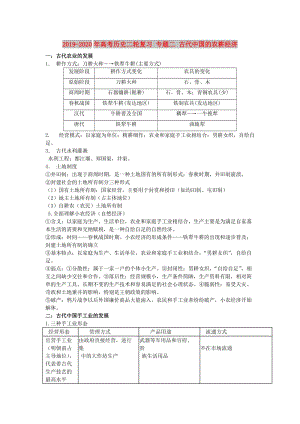 2019-2020年高考歷史二輪復(fù)習(xí) 專題二 古代中國的農(nóng)耕經(jīng)濟.doc