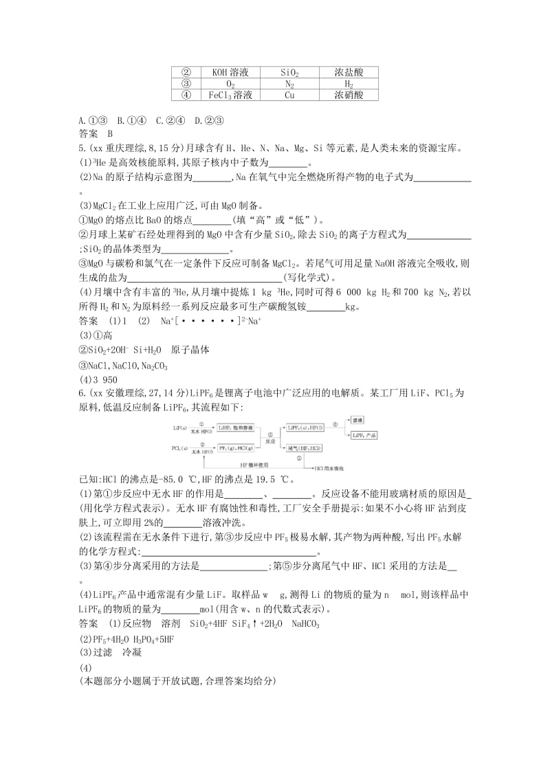 2019-2020年高考化学一轮复习 专题训练十 碳、碳及其化合物 无机非金属材料.doc_第2页