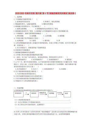 2019-2020年高中生物 第六章 第4節(jié) 細胞的癌變同步測試 新必修1.doc