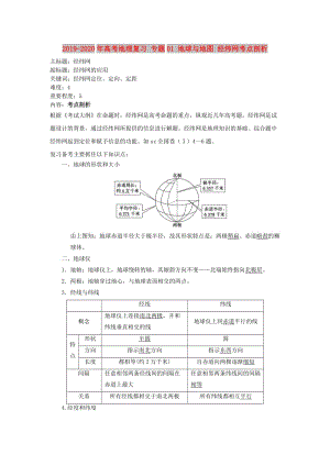 2019-2020年高考地理復(fù)習(xí) 專題01 地球與地圖 經(jīng)緯網(wǎng)考點(diǎn)剖析.doc